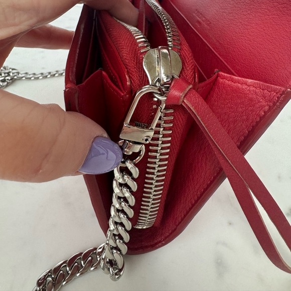 Balenciaga Red Leather Envelope Crossbody Wallet WOC - Picture 8 of 13